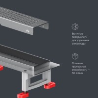 Дренажный канал Am.Pm MasterFlow W01SC-P11-070-01SB, 70 см, с перфорированной решеткой, цвет стальной матовый