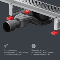 Дренажный канал Am.Pm MasterFlow W01SC-P11-070-01SB, 70 см, с перфорированной решеткой, цвет стальной матовый