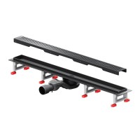 Дренажный канал Am.Pm MasterFlow W01SC-P11-080-01BM, 80 см, с перфорированной решеткой, цвет черный матовый