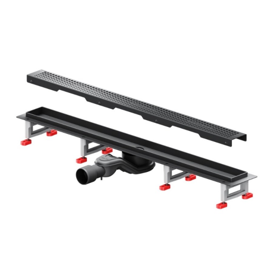 Дренажный канал Am.Pm MasterFlow W01SC-P11-080-01BM, 80 см, с перфорированной решеткой, цвет черный матовый