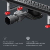 Дренажный канал Am.Pm MasterFlow W01SC-P11-080-01BM, 80 см, с перфорированной решеткой, цвет черный матовый