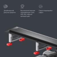 Дренажный канал Am.Pm MasterFlow W01SC-P11-080-01BM, 80 см, с перфорированной решеткой, цвет черный матовый