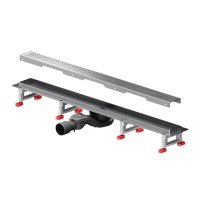 Дренажный канал Am.Pm MasterFlow W01SC-P11-080-01SB, 80 см, с перфорированной решеткой, цвет стальной матовый