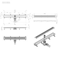 Дренажный канал Am.Pm MasterFlow W01SC-P11-080-01SB, 80 см, с перфорированной решеткой, цвет стальной матовый