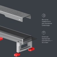 Дренажный канал Am.Pm MasterFlow W01SC-P11-080-01SB, 80 см, с перфорированной решеткой, цвет стальной матовый