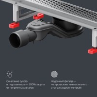 Дренажный канал Am.Pm MasterFlow W01SC-P11-080-01SB, 80 см, с перфорированной решеткой, цвет стальной матовый