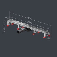Дренажный канал Am.Pm MasterFlow W01SC-P11-080-01SB, 80 см, с перфорированной решеткой, цвет стальной матовый