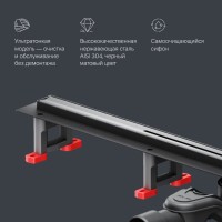 Дренажный канал Am.Pm MasterFlow W01SC-S11-080-05BM, 80 см, с щелевой вставкой, цвет черный матовый