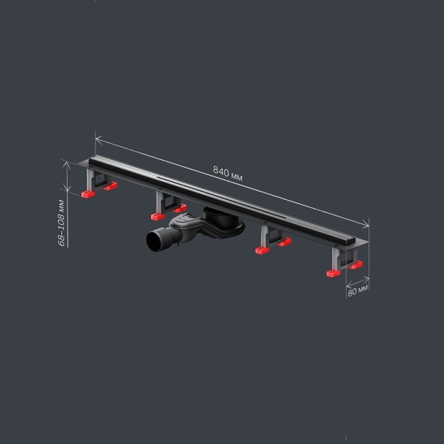 Дренажный канал Am.Pm MasterFlow W01SC-S11-080-05BM, 80 см, с щелевой вставкой, цвет черный матовый