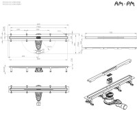 Дренажный канал Am.Pm MasterFlow W01SC-S11-080-05SB, 80 см, с решеткой, цвет стальной матовый