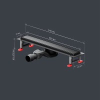Дренажный канал Am.Pm MasterFlow W01SC-U11-050-04BM, 50 см, с решеткой под плитку, цвет черный матовый