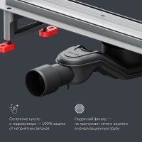 Дренажный канал Am.Pm MasterFlow W01SC-U11-050-04SB, 50 см, с решеткой под плитку, цвет стальной матовый
