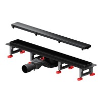 Дренажный канал Am.Pm MasterFlow W01SC-U11-060-04BM, 60 см, с решеткой под плитку, цвет черный матовый