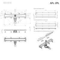Дренажный канал Am.Pm MasterFlow W01SC-U11-060-04BM, 60 см, с решеткой под плитку, цвет черный матовый