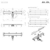 Дренажный канал Am.Pm MasterFlow W01SC-U11-070-04BM, 70 см, с решеткой под плитку, цвет черный матовый