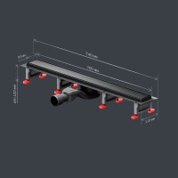 Дренажный канал Am.Pm MasterFlow W01SC-U11-070-04BM, 70 см, с решеткой под плитку, цвет черный матовый