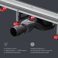 Дренажный канал Am.Pm MasterFlow W01SC-U11-070-04SB, 70 см, с решеткой под плитку, цвет стальной матовый