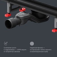 Дренажный канал Am.Pm MasterFlow W01SC-U11-080-04BM, 80 см, с решеткой под плитку, цвет черный матовый
