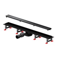 Дренажный канал Am.Pm MasterFlow W01SC-U11-080-04BM, 80 см, с решеткой под плитку, цвет черный матовый