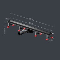 Дренажный канал Am.Pm MasterFlow W01SC-U11-080-04BM, 80 см, с решеткой под плитку, цвет черный матовый