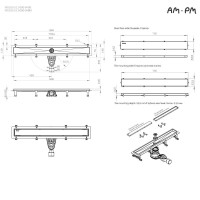 Дренажный канал Am.Pm MasterFlow W01SC-U11-080-04BM, 80 см, с решеткой под плитку, цвет черный матовый