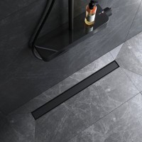 Дренажный канал Am.Pm MasterFlow W01SC-U11-080-04BM, 80 см, с решеткой под плитку, цвет черный матовый