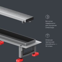 Дренажный канал Am.Pm MasterFlow W01SC-U11-080-04SB, 80 см, с решеткой под плитку, цвет стальной матовый