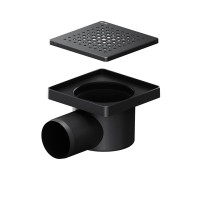 Трап Am.Pm PrimeFlow W02BD-P11-010-01BM, 10 x 10 см, с перфорированной решеткой, цвет черный матовый