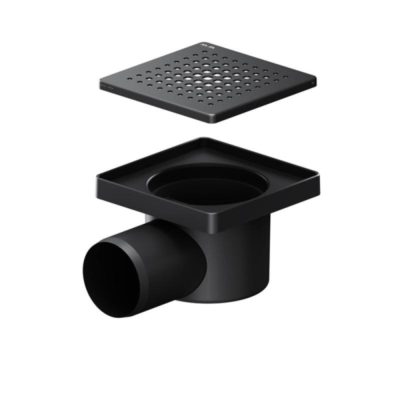 Трап Am.Pm PrimeFlow W02BD-P11-010-01BM, 10 x 10 см, с перфорированной решеткой, цвет черный матовый