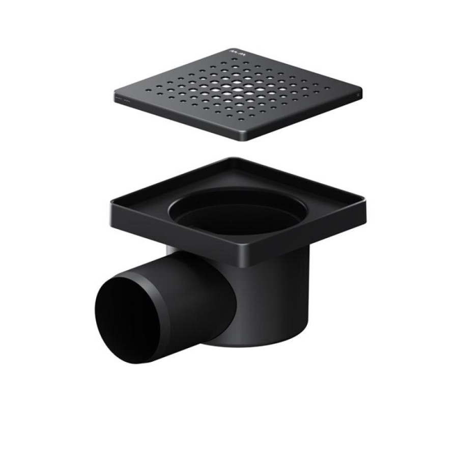 Трап Am.Pm PrimeFlow W02BD-P11-010-01BM, 10 x 10 см, с перфорированной решеткой, цвет черный матовый