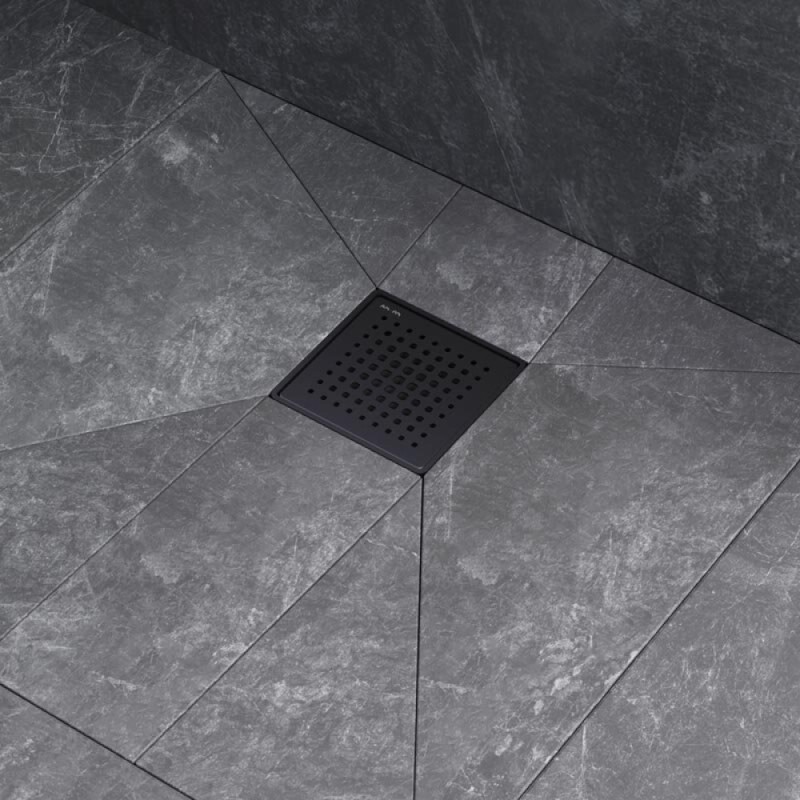 Трап Am.Pm PrimeFlow W02BD-P11-010-01BM, 10 x 10 см, с перфорированной решеткой, цвет черный матовый