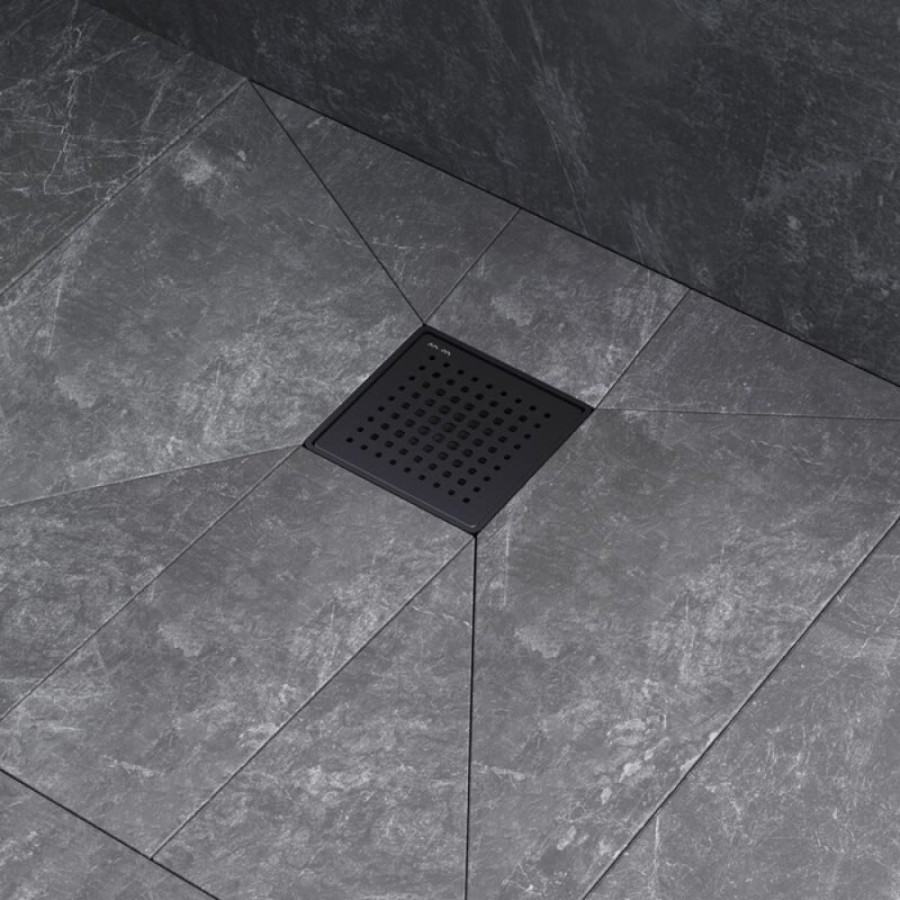 Трап Am.Pm PrimeFlow W02BD-P11-010-01BM, 10 x 10 см, с перфорированной решеткой, цвет черный матовый