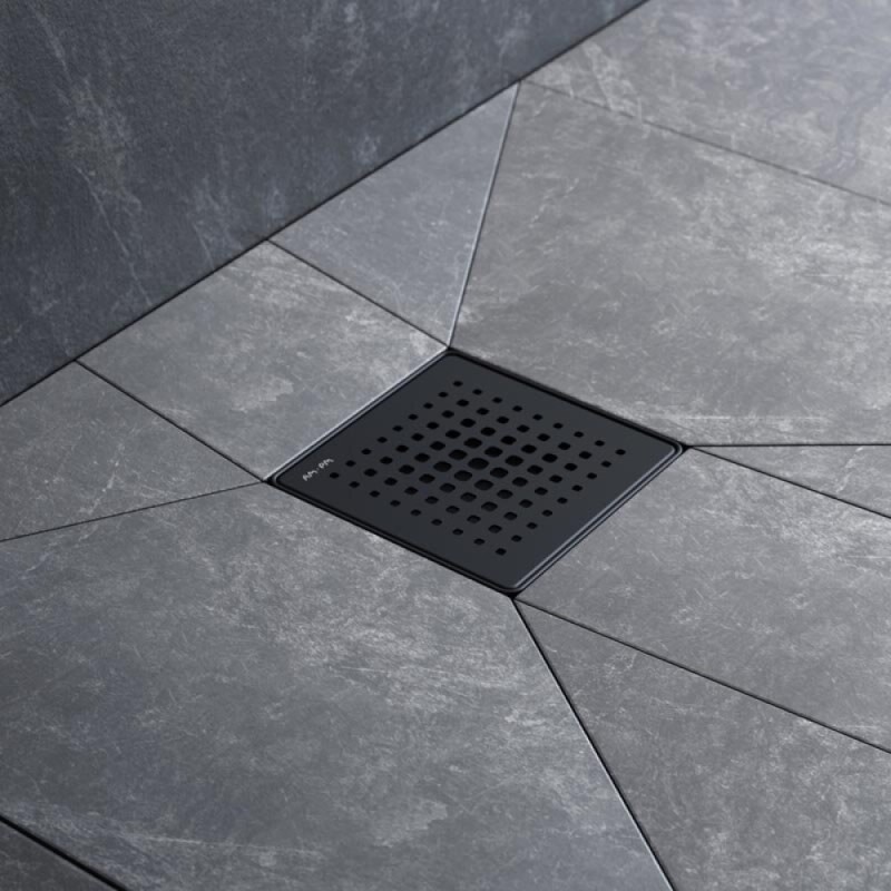 Трап Am.Pm PrimeFlow W02BD-P11-010-01BM, 10 x 10 см, с перфорированной решеткой, цвет черный матовый