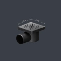 Трап Am.Pm PrimeFlow W02BD-P11-010-01BM, 10 x 10 см, с перфорированной решеткой, цвет черный матовый