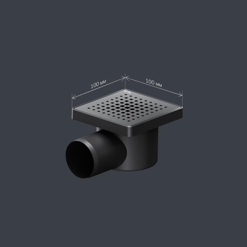 Трап Am.Pm PrimeFlow W02BD-P11-010-01BM, 10 x 10 см, с перфорированной решеткой, цвет черный матовый