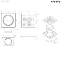 Трап Am.Pm PrimeFlow W02BD-P11-010-01BM, 10 x 10 см, с перфорированной решеткой, цвет черный матовый