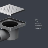 Трап Am.Pm PrimeFlow W02BD-P11-010-01SB, 10 x 10 см, с перфорированной решеткой, цвет хром