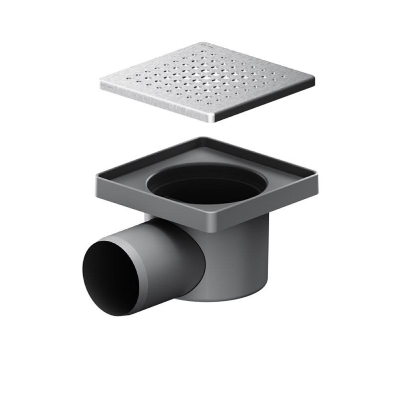 Трап Am.Pm PrimeFlow W02BD-P11-010-01SB, 10 x 10 см, с перфорированной решеткой, цвет хром