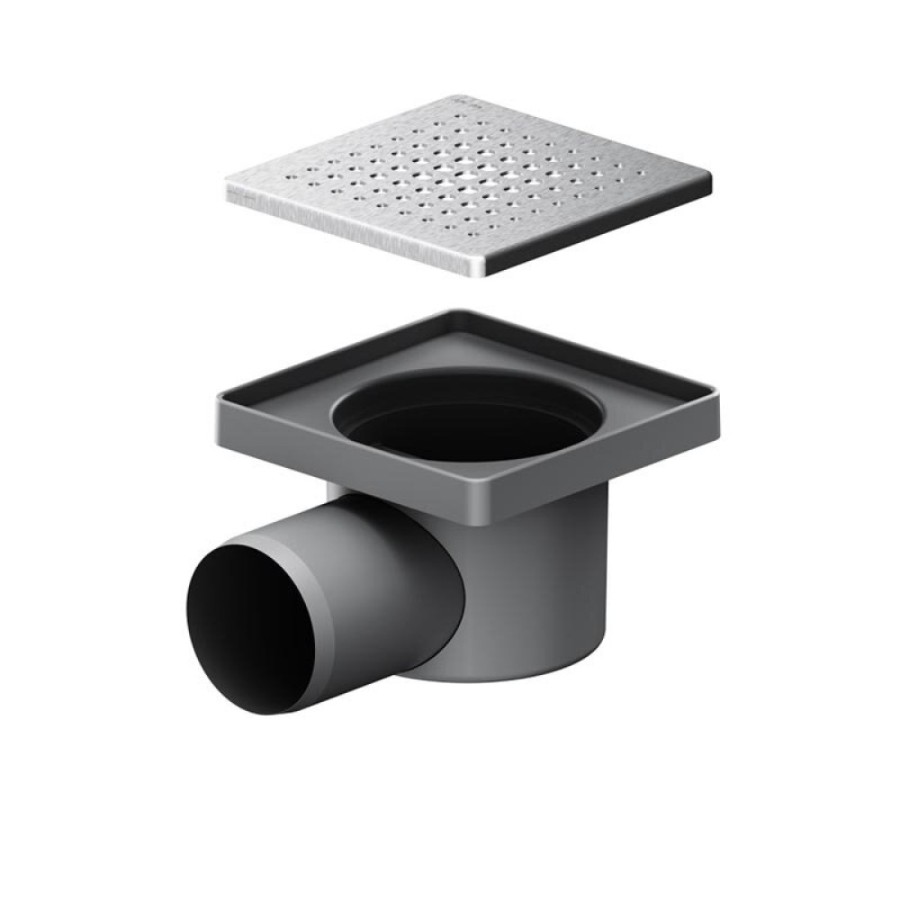 Трап Am.Pm PrimeFlow W02BD-P11-010-01SB, 10 x 10 см, с перфорированной решеткой, цвет хром