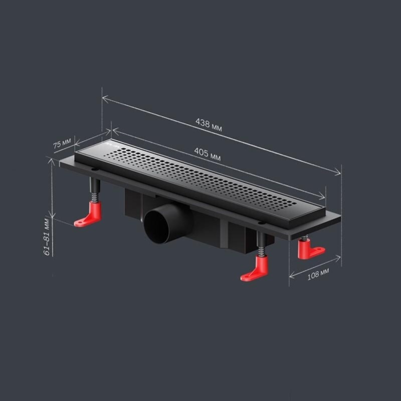 Дренажный канал Am.Pm PrimeFlow W02SC-P11-040-01BM, 40 см, с перфорированной решеткой, цвет черный матовый