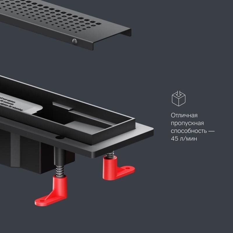 Дренажный канал Am.Pm PrimeFlow W02SC-P11-040-01BM, 40 см, с перфорированной решеткой, цвет черный матовый