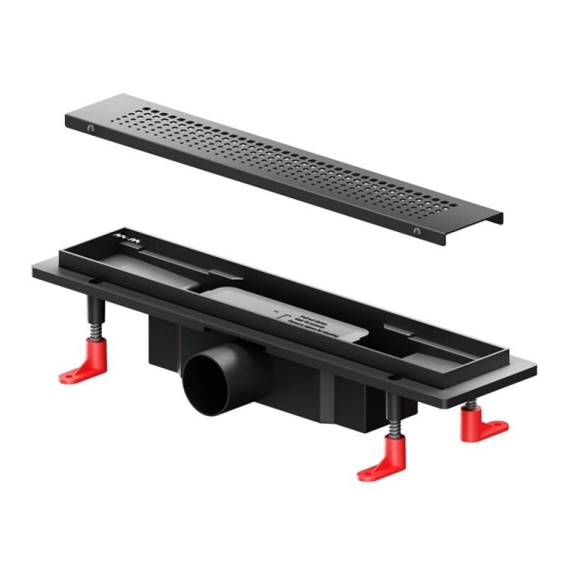 Дренажный канал Am.Pm PrimeFlow W02SC-P11-040-01BM, 40 см, с перфорированной решеткой, цвет черный матовый