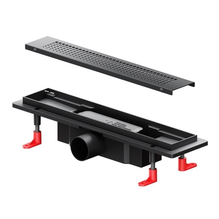 Дренажный канал Am.Pm PrimeFlow W02SC-P11-040-01BM, 40 см, с перфорированной решеткой, цвет черный матовый