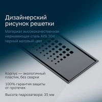 Дренажный канал Am.Pm PrimeFlow W02SC-P11-040-01BM, 40 см, с перфорированной решеткой, цвет черный матовый