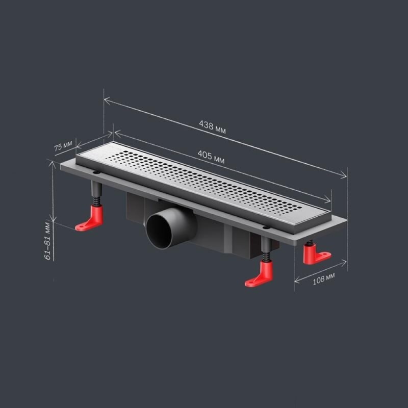 Дренажный канал Am.Pm PrimeFlow W02SC-P11-040-01SB, 40 см, с перфорированной решеткой, цвет хром