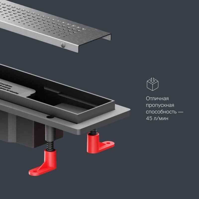 Дренажный канал Am.Pm PrimeFlow W02SC-P11-040-01SB, 40 см, с перфорированной решеткой, цвет хром