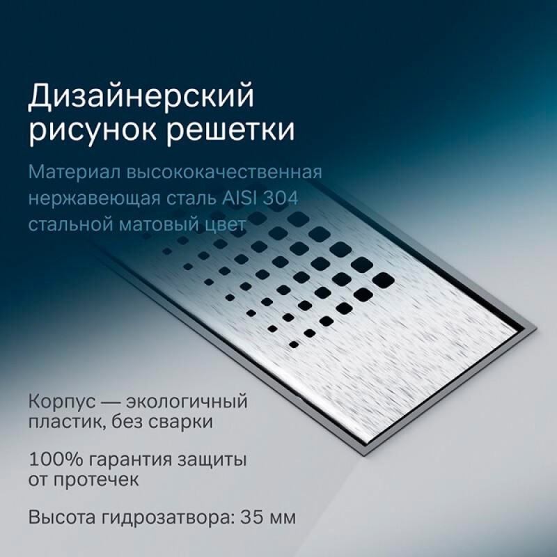 Дренажный канал Am.Pm PrimeFlow W02SC-P11-040-01SB, 40 см, с перфорированной решеткой, цвет хром