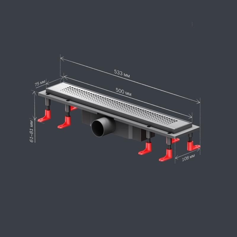 Дренажный канал Am.Pm PrimeFlow W02SC-P11-050-01SB, 50 см, с перфорированной решеткой, цвет хром