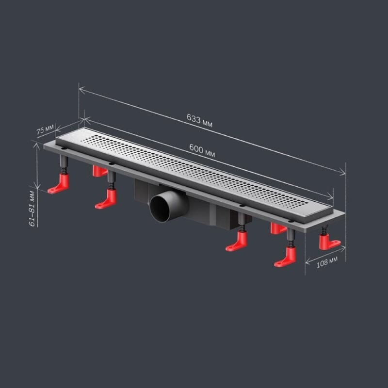 Дренажный канал Am.Pm PrimeFlow W02SC-P11-060-01SB, 60 см, с перфорированной решеткой, цвет хром