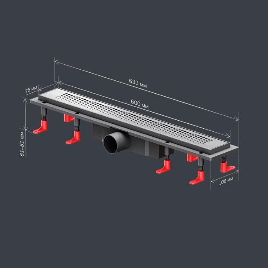 Дренажный канал Am.Pm PrimeFlow W02SC-P11-060-01SB, 60 см, с перфорированной решеткой, цвет хром